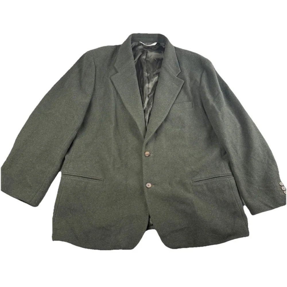 Perry Ellis Portfolio Green Wool Blend Sport Coat‎ Blazer - 48R - Textured Weave